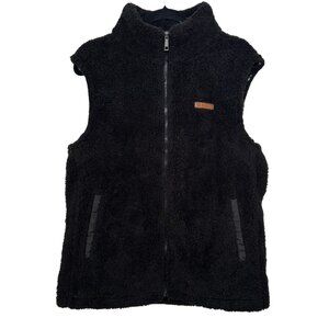 Sage Collective Sherpa Fleece Vest Black Zip Up Plaid Lining Cozy Warm Medium